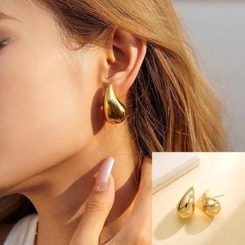 Teardrop Gold Earrings For Girls And Women