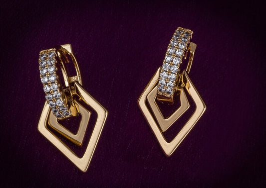 Golden Earrings ( AD Diamonds )