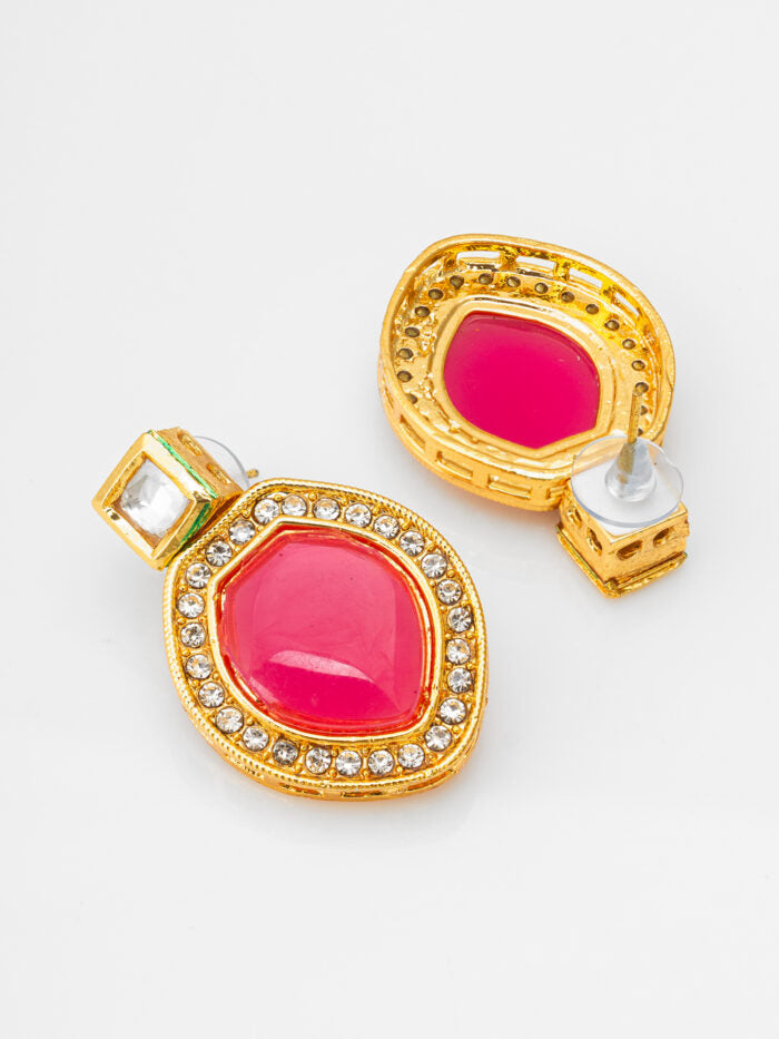 Gold Plated Pink Earrings