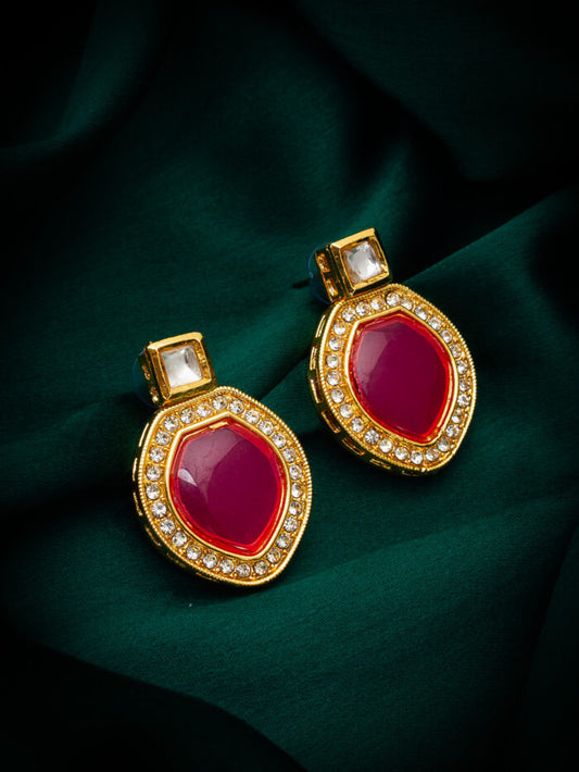 Gold Plated Pink Earrings