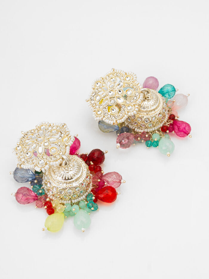 Kundan Pearl Jhumka Earrings