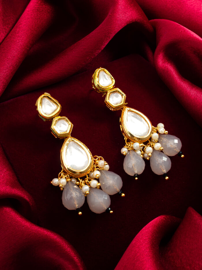 Gold Plated Earrings ( Pearl )