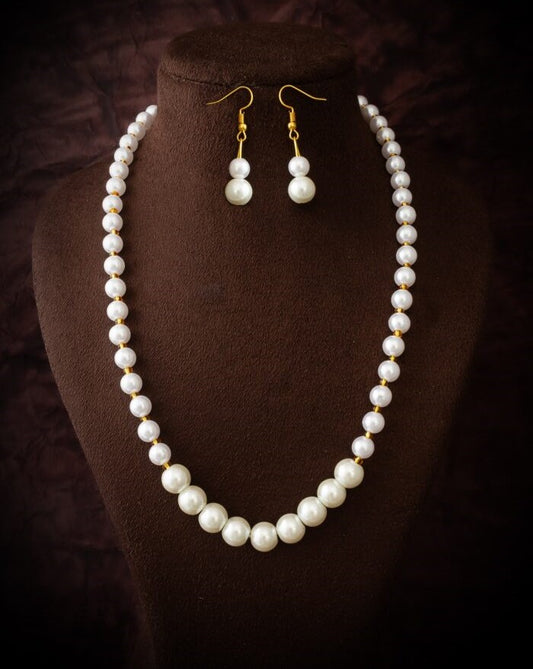 Pearl Necklace With Pearl Earrings