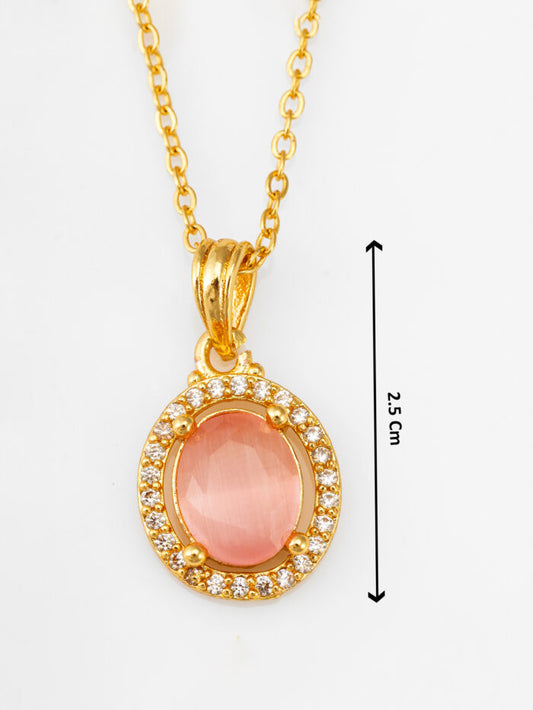 American Diamond Pendant With Golden Chain