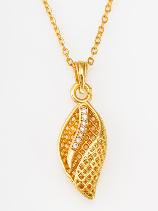 American Diamond Pendant With Golden Chain