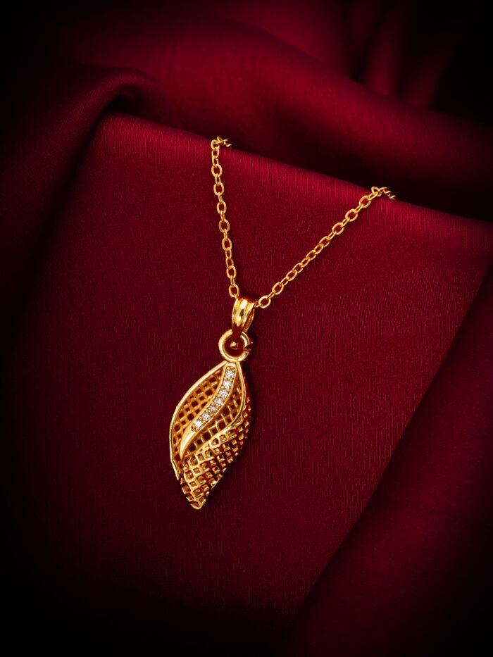 American Diamond Pendant With Golden Chain