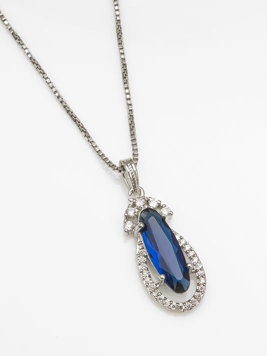 Pendant With Silver Chain ( Blue Stone )