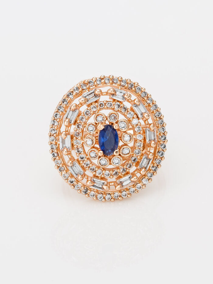 Rose Gold Sapphire ( Blue AD ) Ring