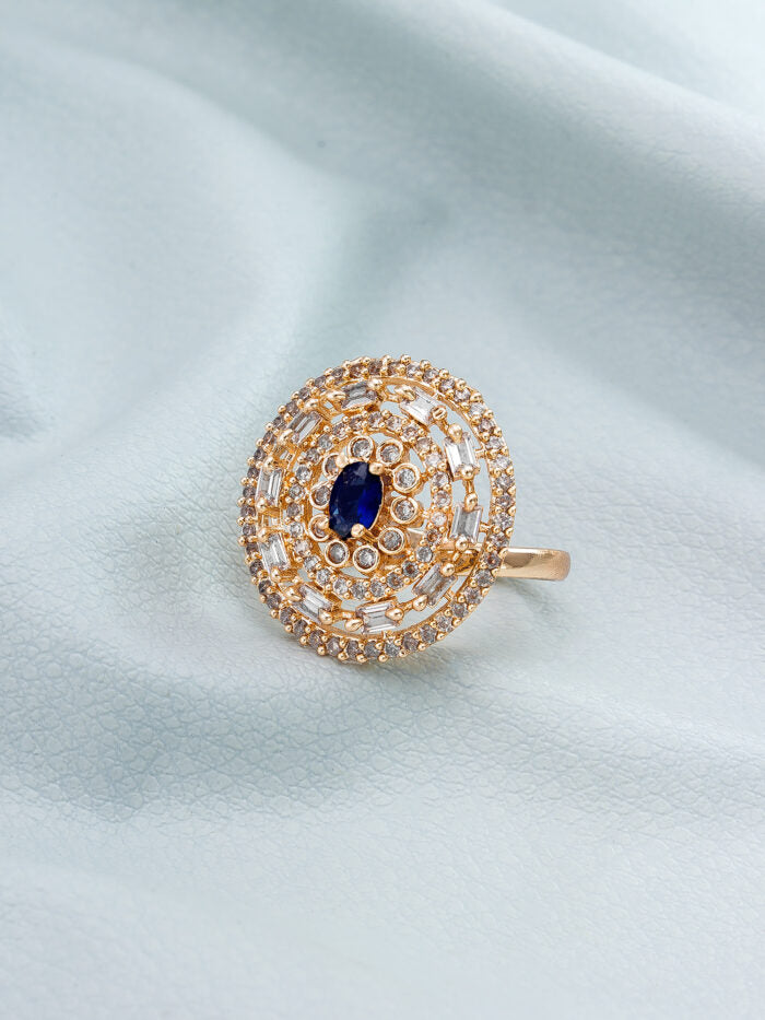 Rose Gold Sapphire ( Blue AD ) Ring