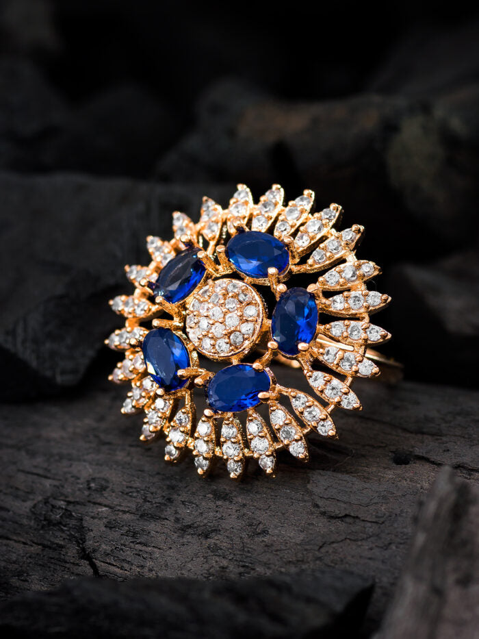 Rose Gold Sapphire ( Blue ) Ring