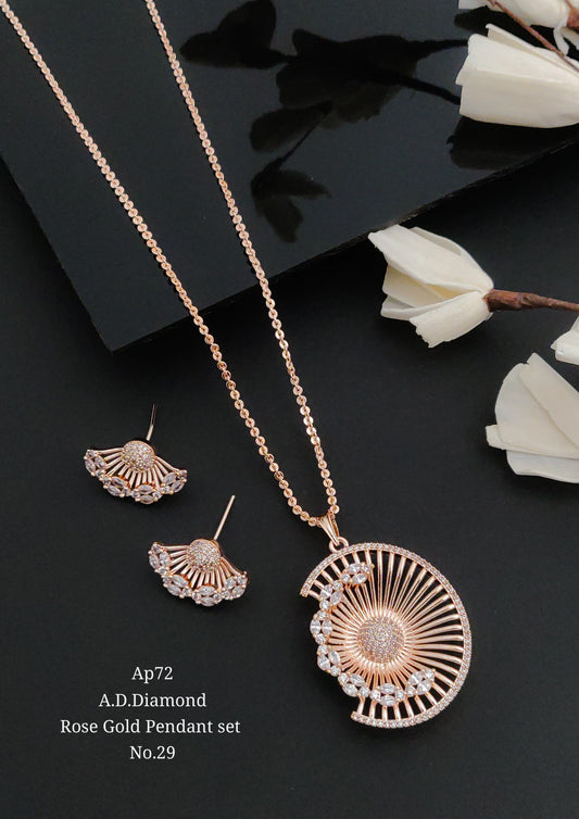 Golden And Rose Gold Pendant With Earrings